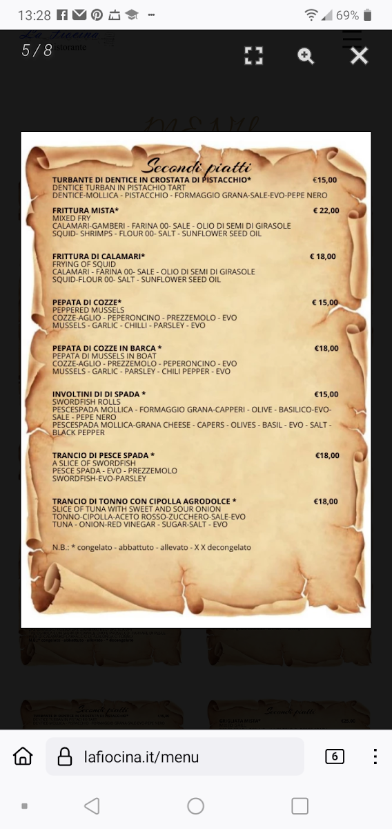 La Fiocina Menu - Image 2